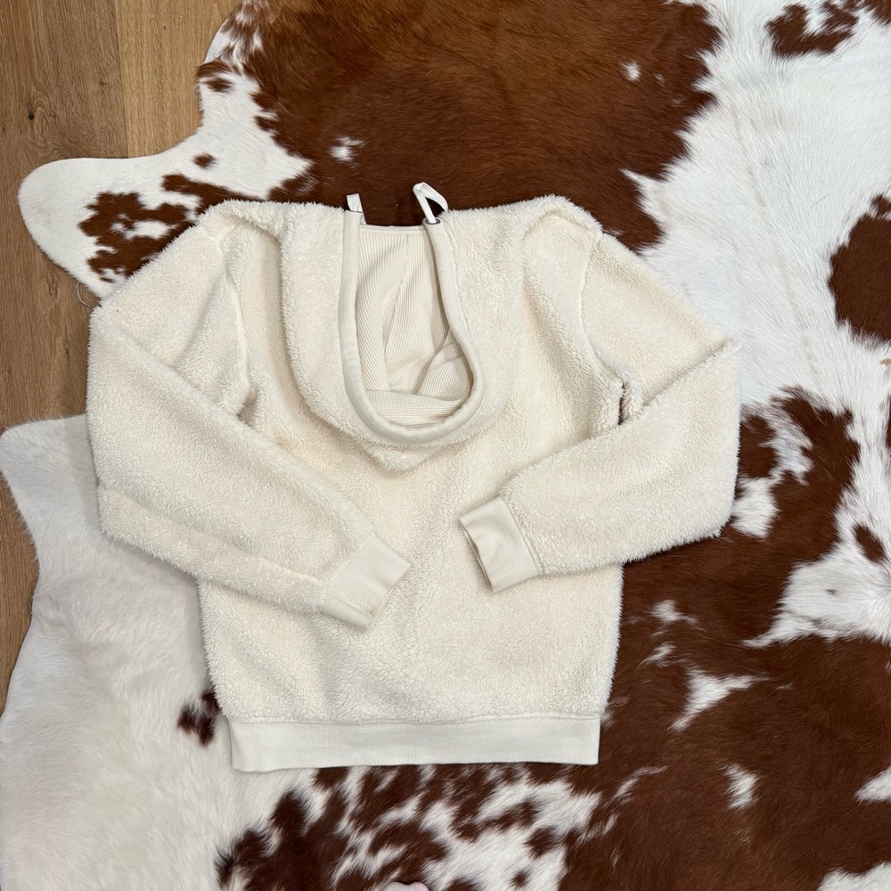 Rag & Bone Ivory Cotton Sherpa Like Pull Over Jacket Hooded Small - Picture 7 of 8
